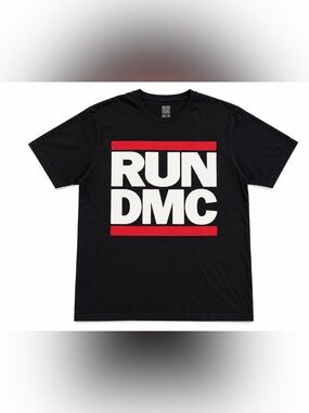 RUN DMC Graphic Tee Black Medium Hip Hop Rap Logo Shirt